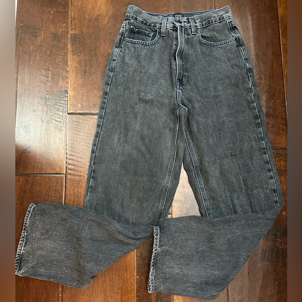 BDG black wash high rise baggy jeans with blue thread